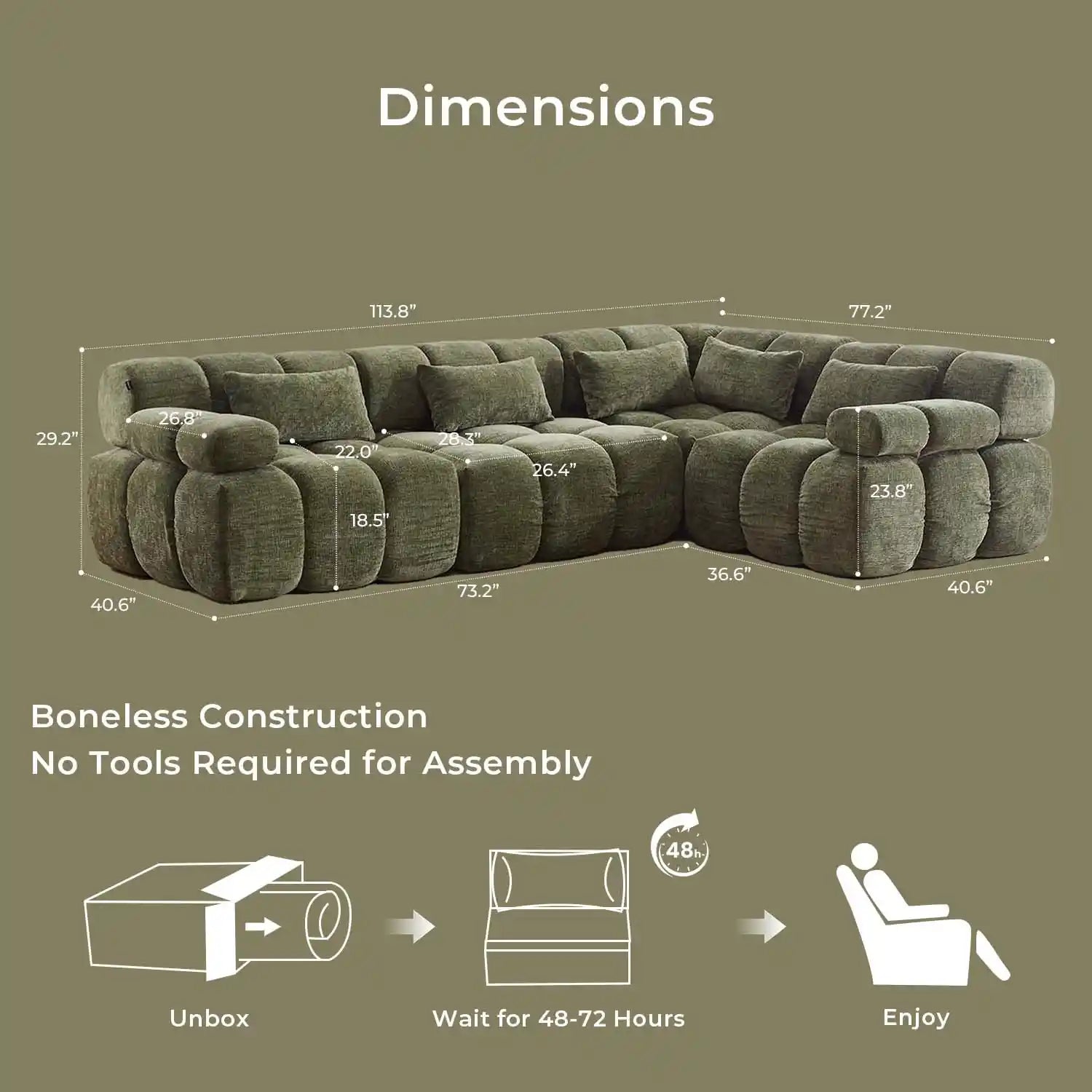 Dionysus Modular Sectional Compressed Sofa