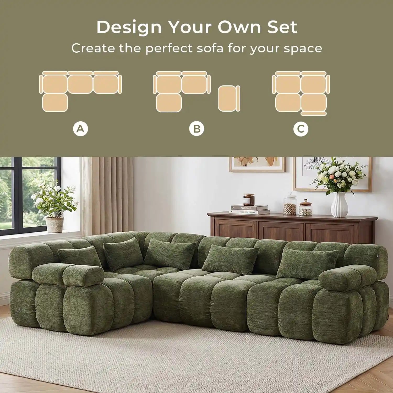 Dionysus Modular Sectional Compressed Sofa