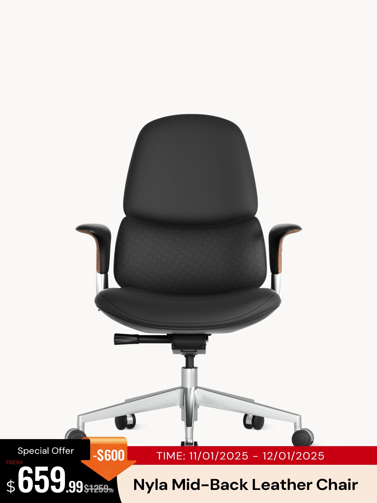 Nyla Mid-Back Leather Office Chair