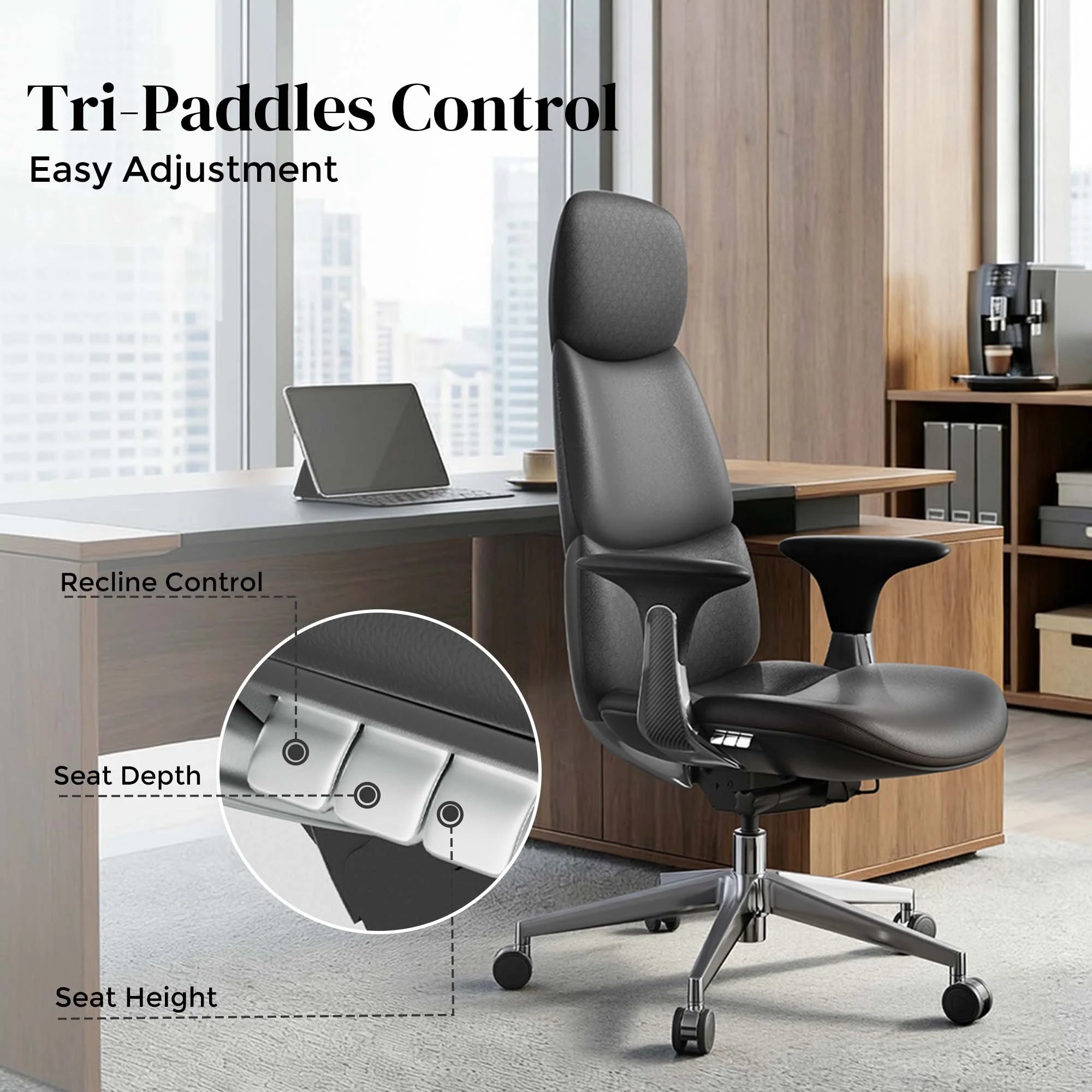 Nyla Leather Chair with Easy Adjustment