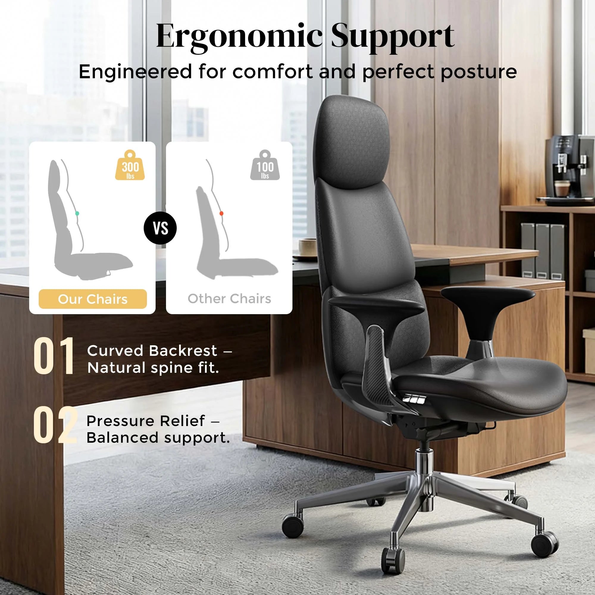Nyla Leather Chair with Easy Adjustment