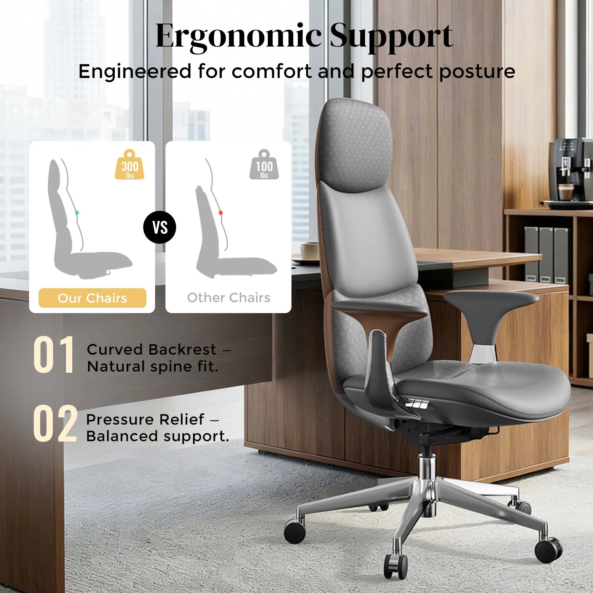 Nyla Leather Chair with Easy Adjustment