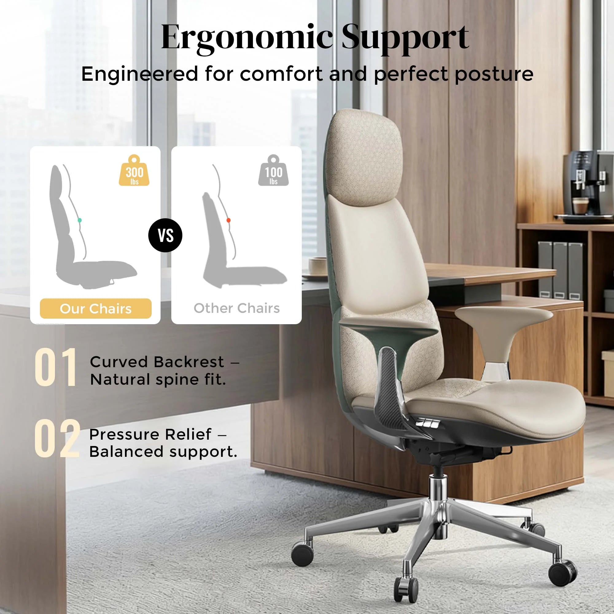 Nyla Leather Chair with Easy Adjustment