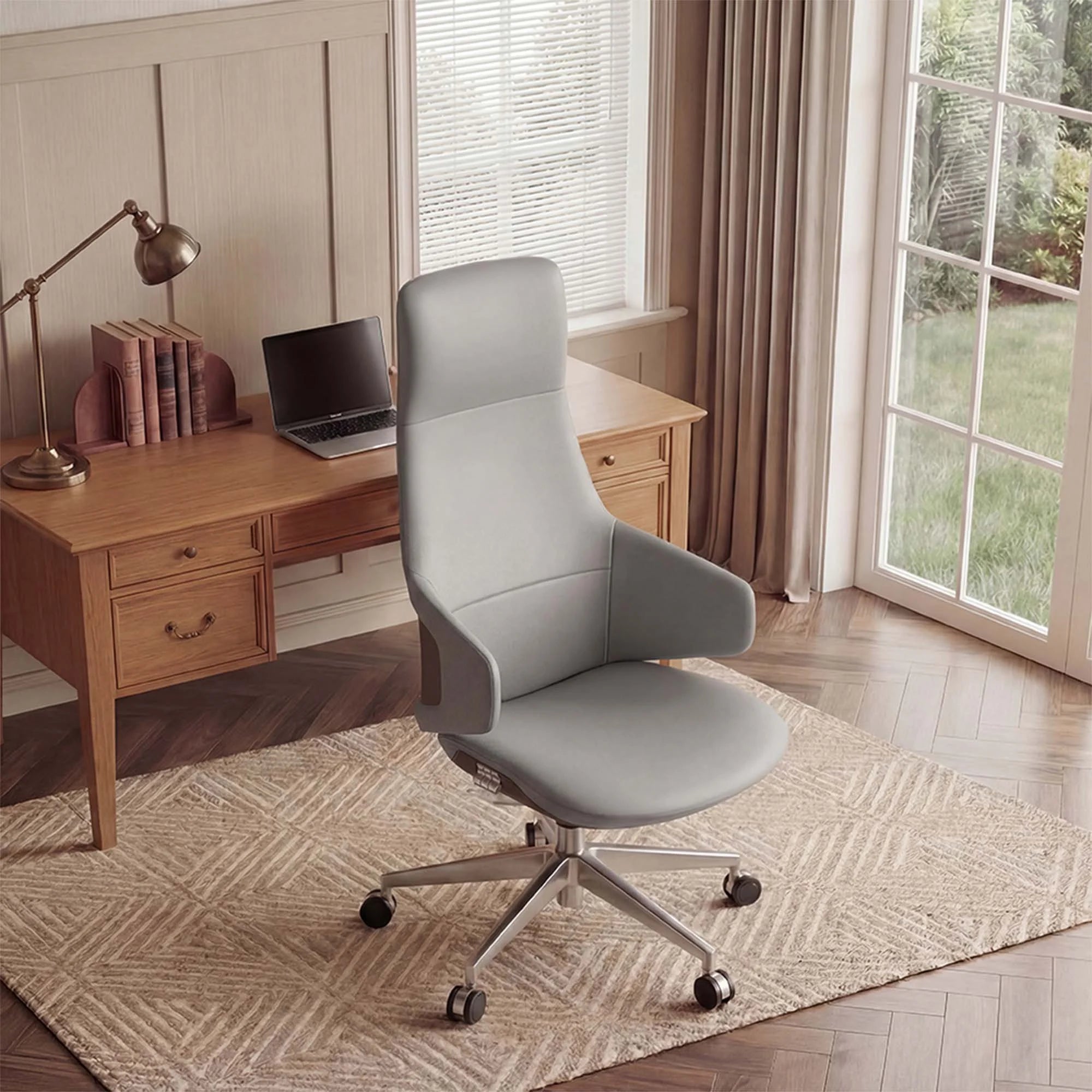 Natia Leather Office Chair with Wraparound Lumbar
