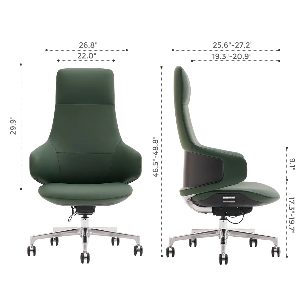 Natia Leather Office Chair with Wraparound Lumbar