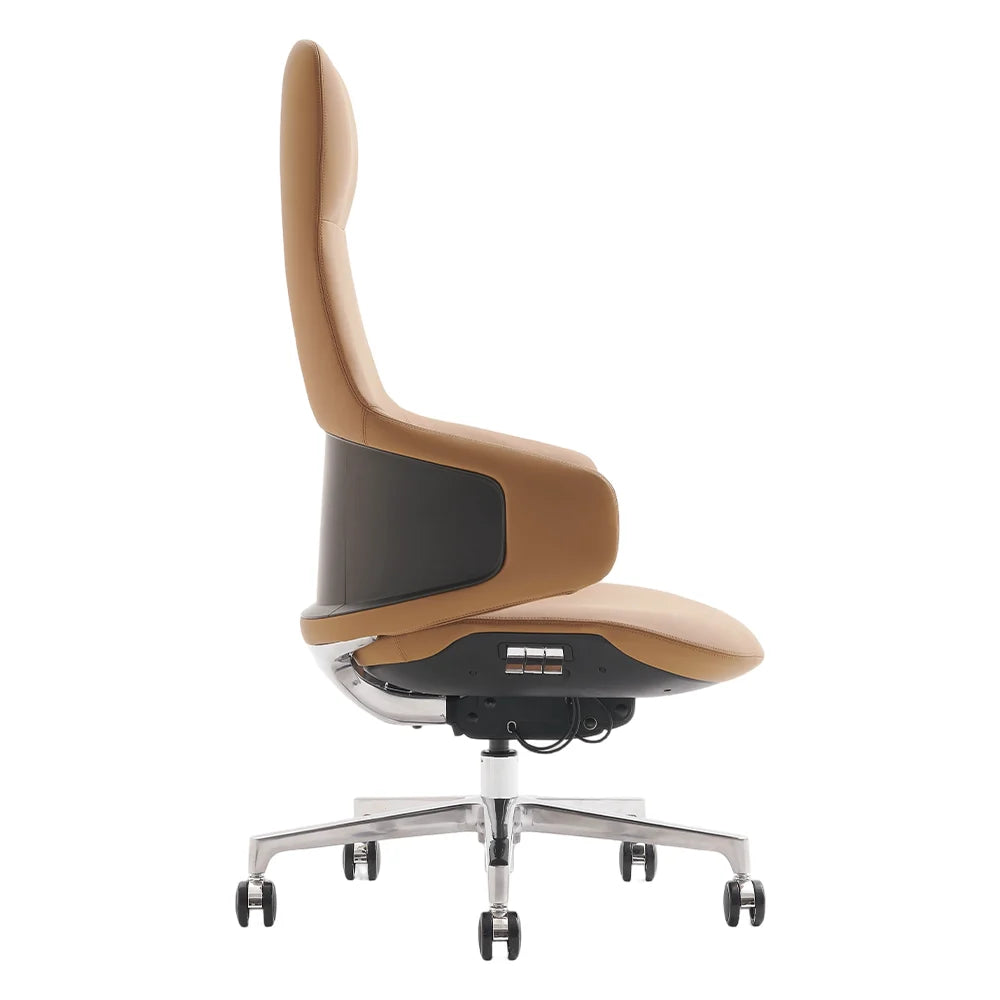 Natia Leather Office Chair with Wraparound Lumbar