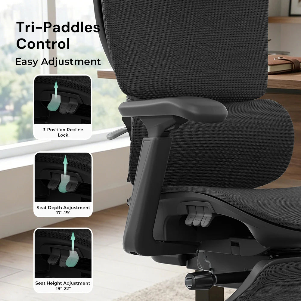 Welax-S7 Ergonomic Office Chair with Three-Button Adjustment