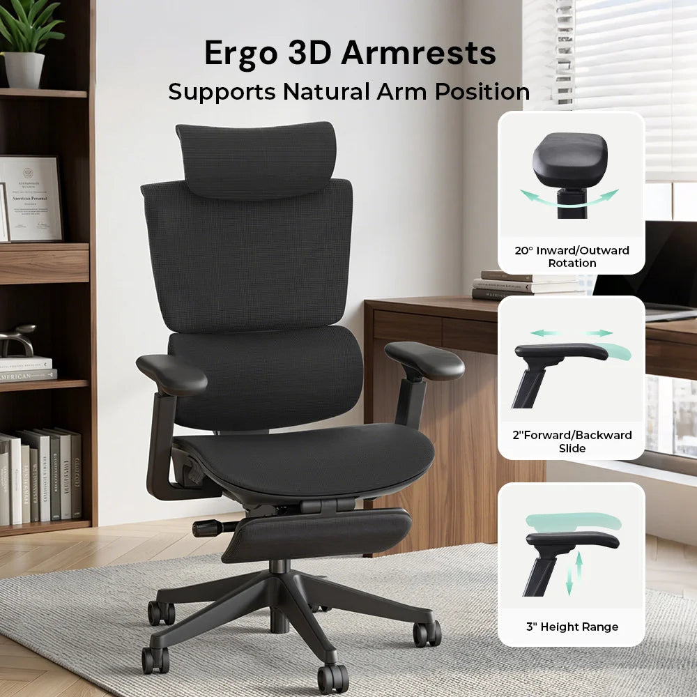 Welax-S7 Ergonomic Office Chair with Three-Button Adjustment