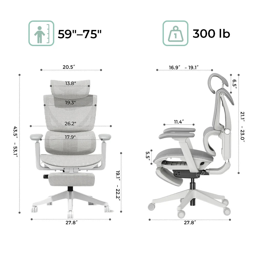 Welax-S7 Ergonomic Office Chair with Three-Button Adjustment