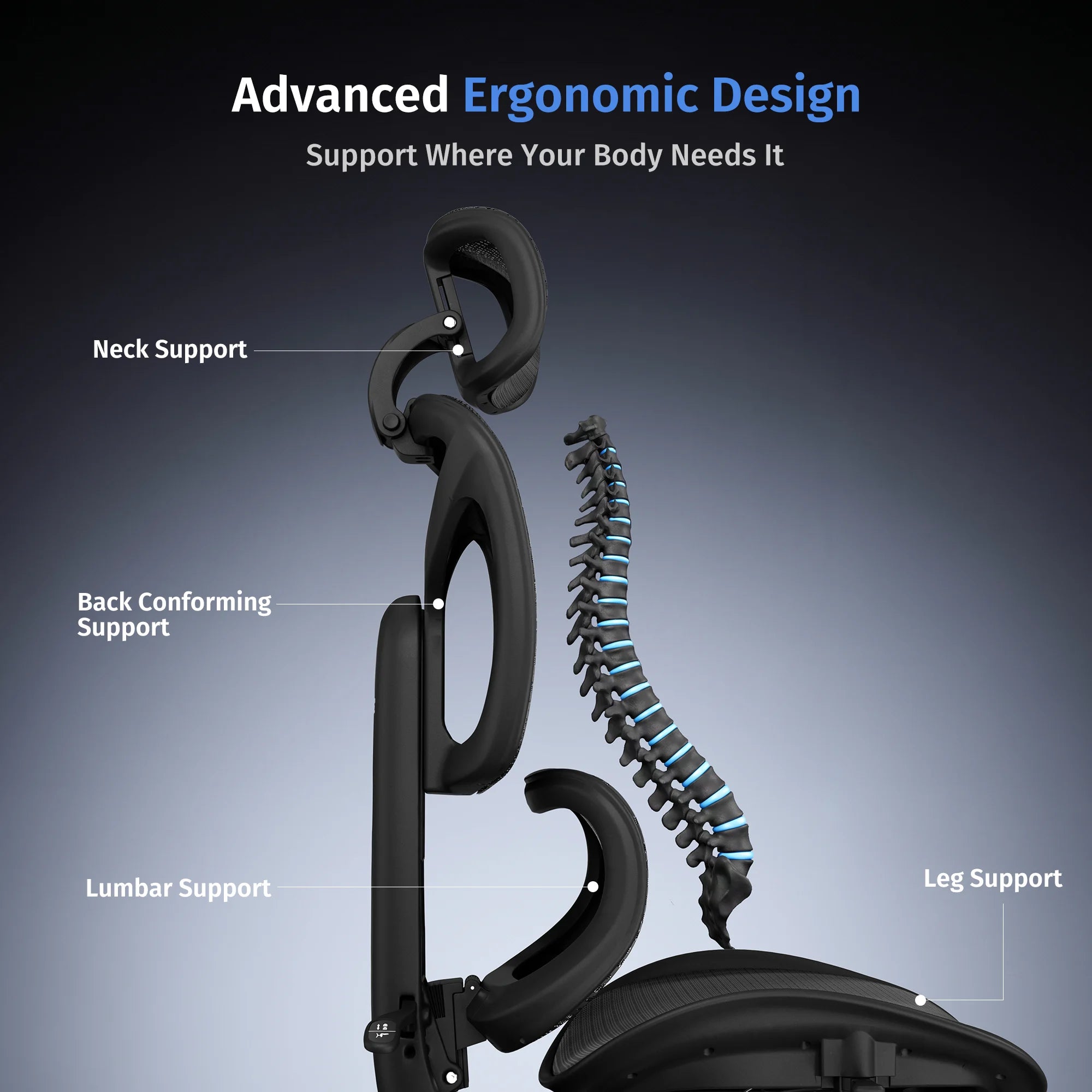 Welax-S9 Pro Ergonomic Office Chair with One-Touch Adjustment