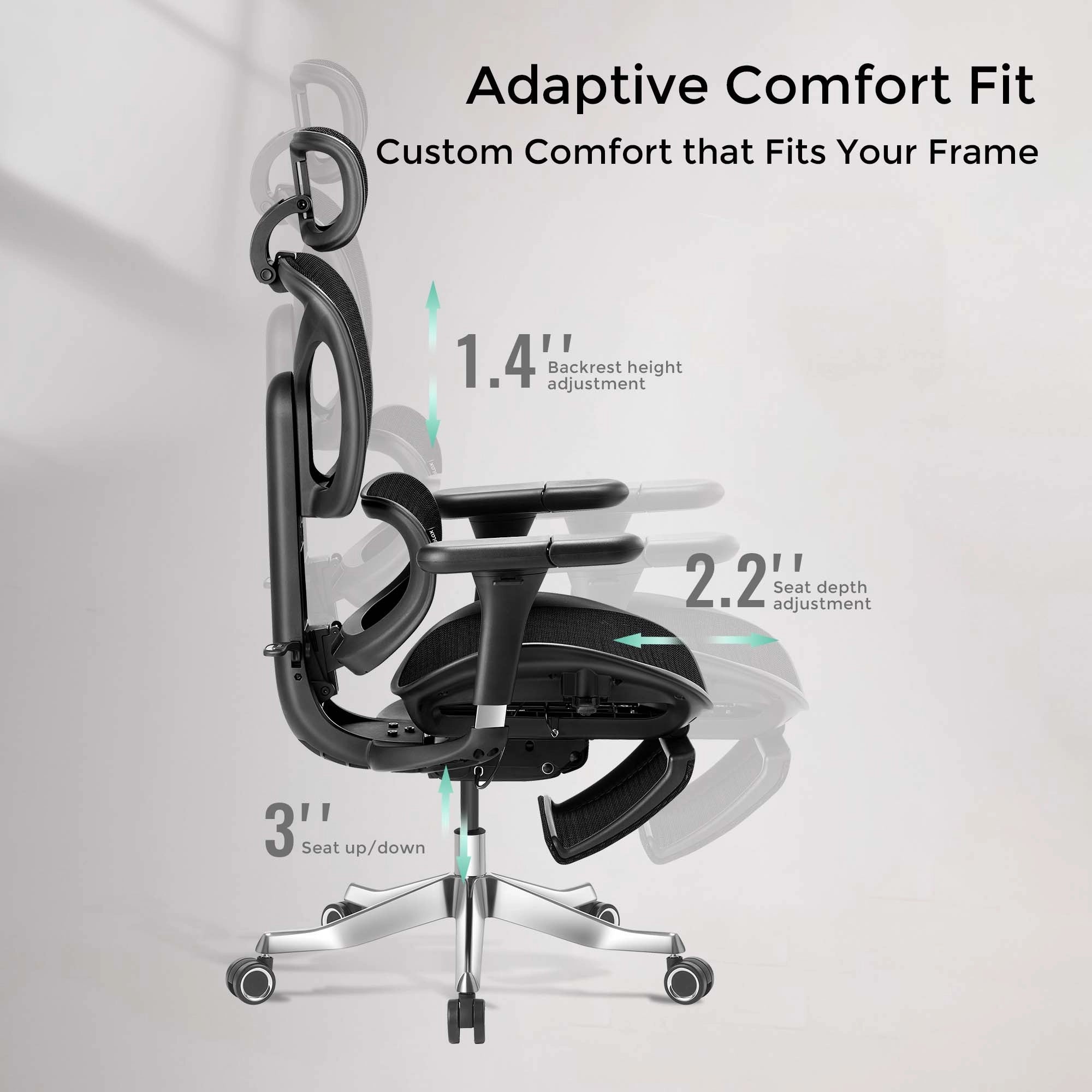 Welax-S9 Pro Ergonomic Office Chair with One-Touch Adjustment