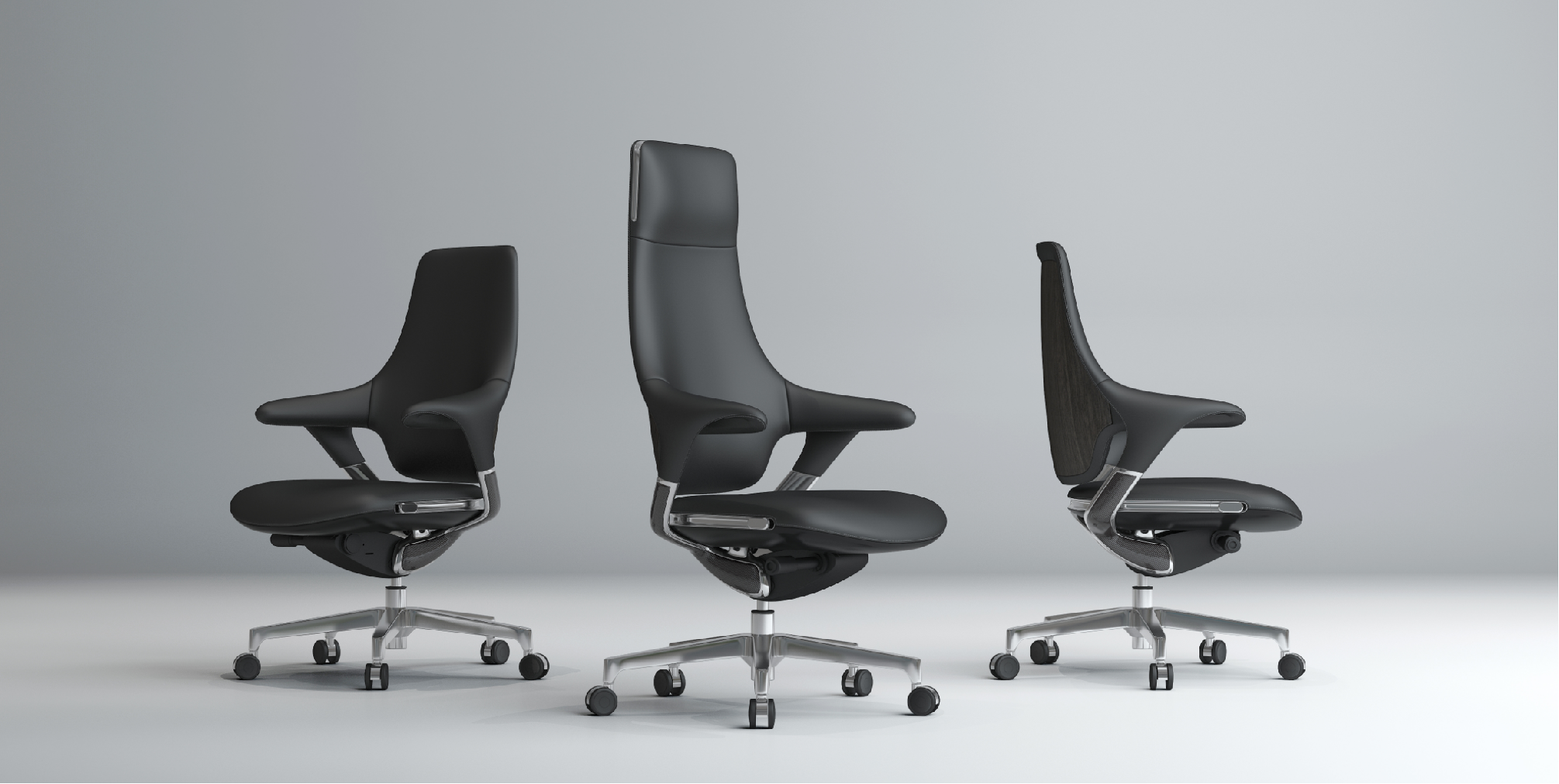 A high-quality executive leather office chair with headrest and armrests