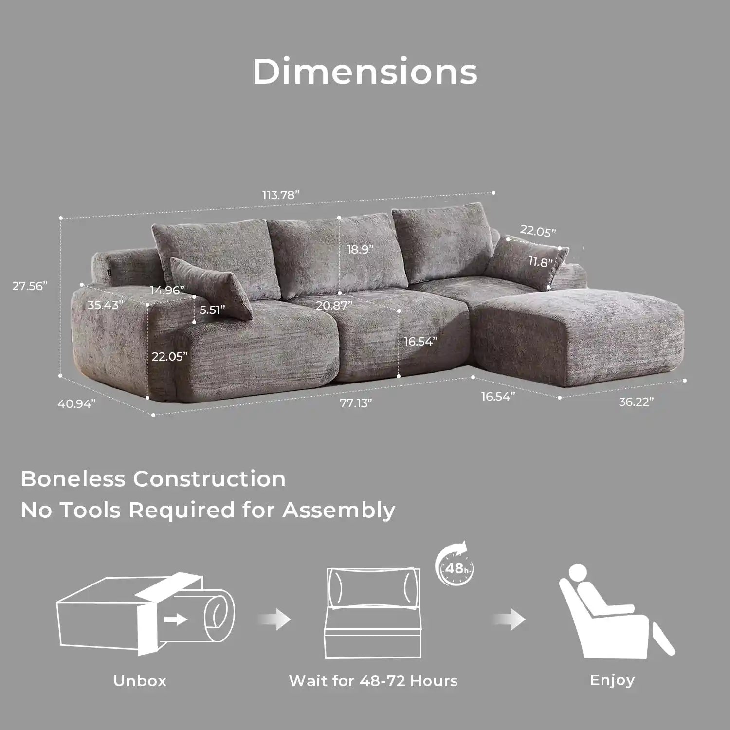 Zeus Modular Sectional Compressed Sofa