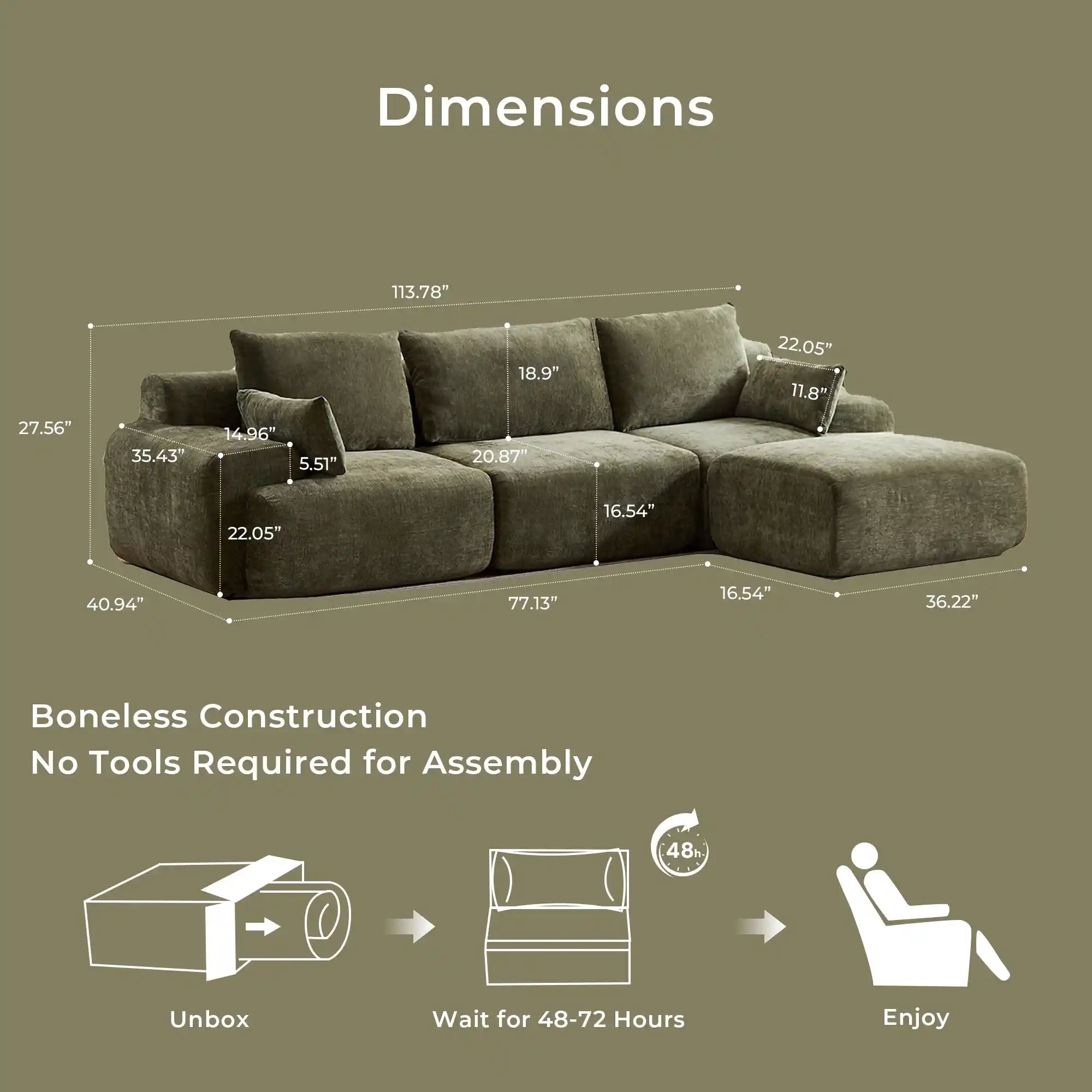 Zeus Modular Sectional Compressed Sofa