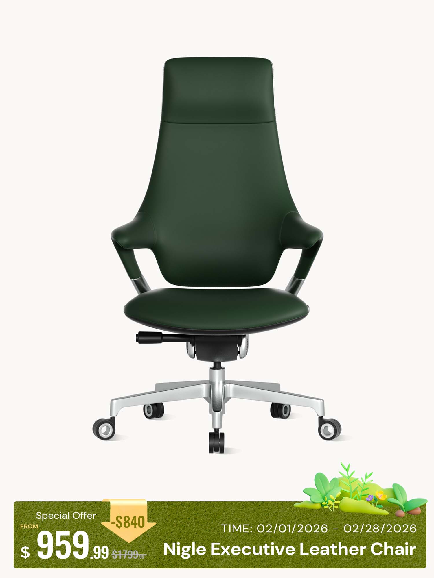 Nigel Premium Leather Chair with Soft Seating Feel