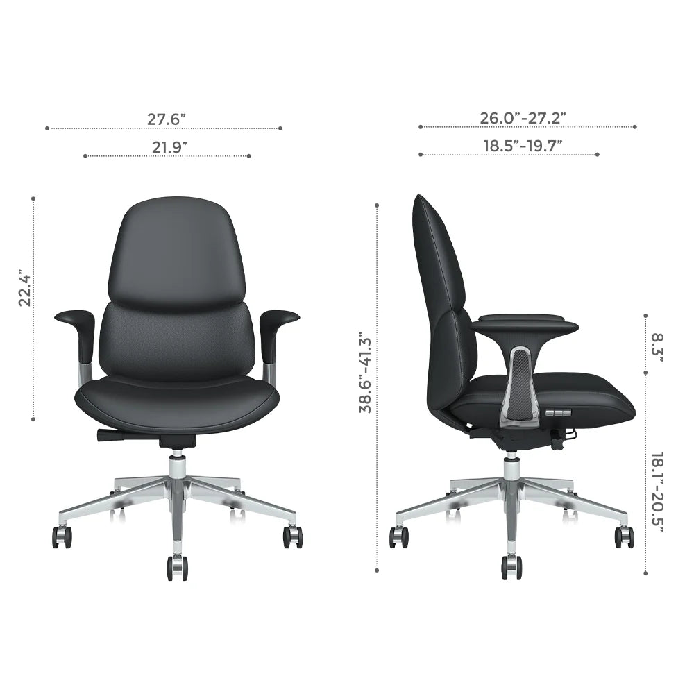 Nyla Mid-Back Leather Chair with Easy Adjustment