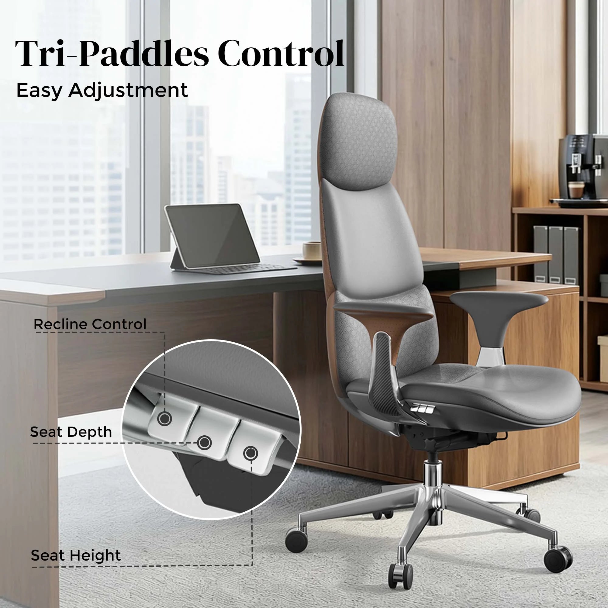 Nyla Leather Chair with Easy Adjustment