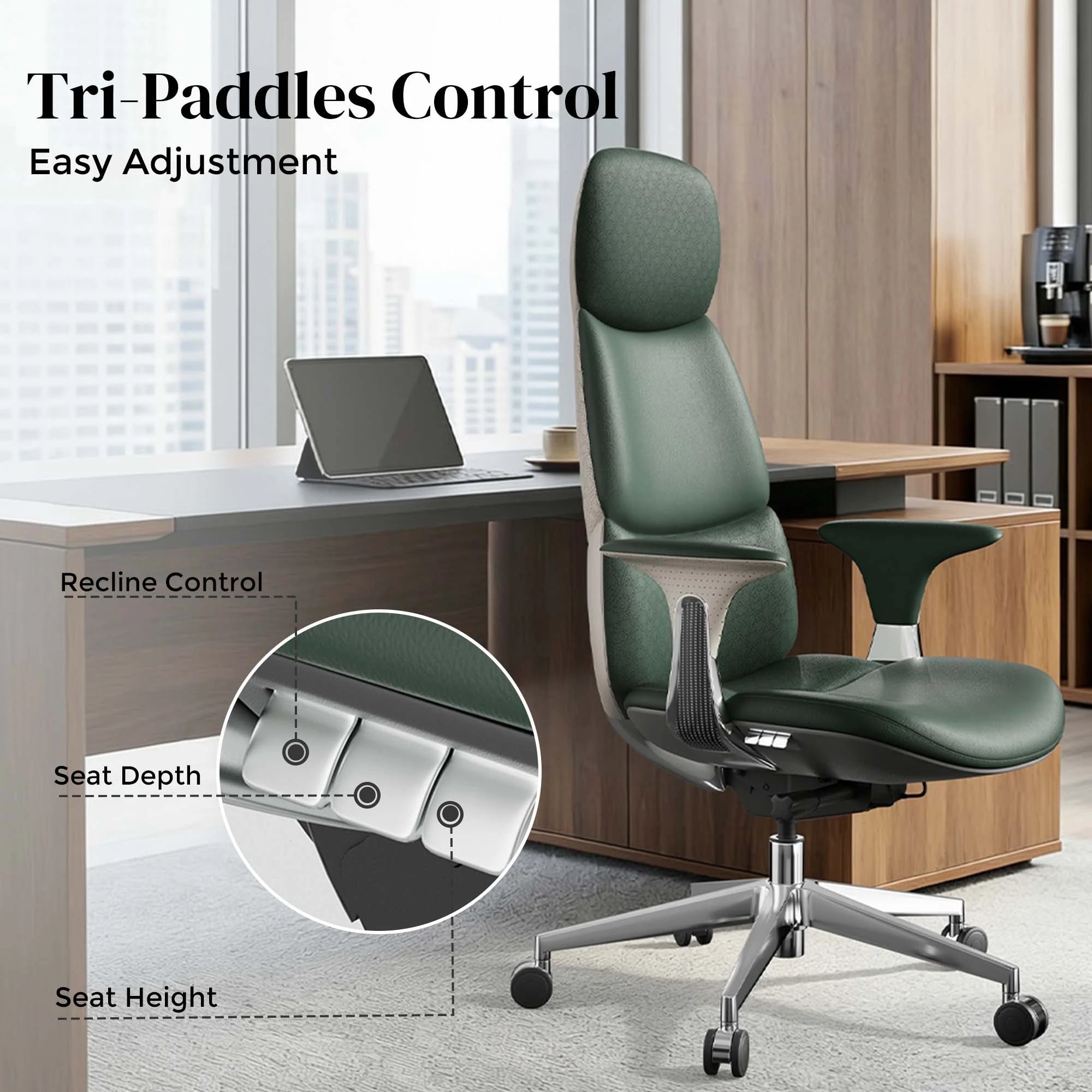 Nyla Leather Chair with Easy Adjustment