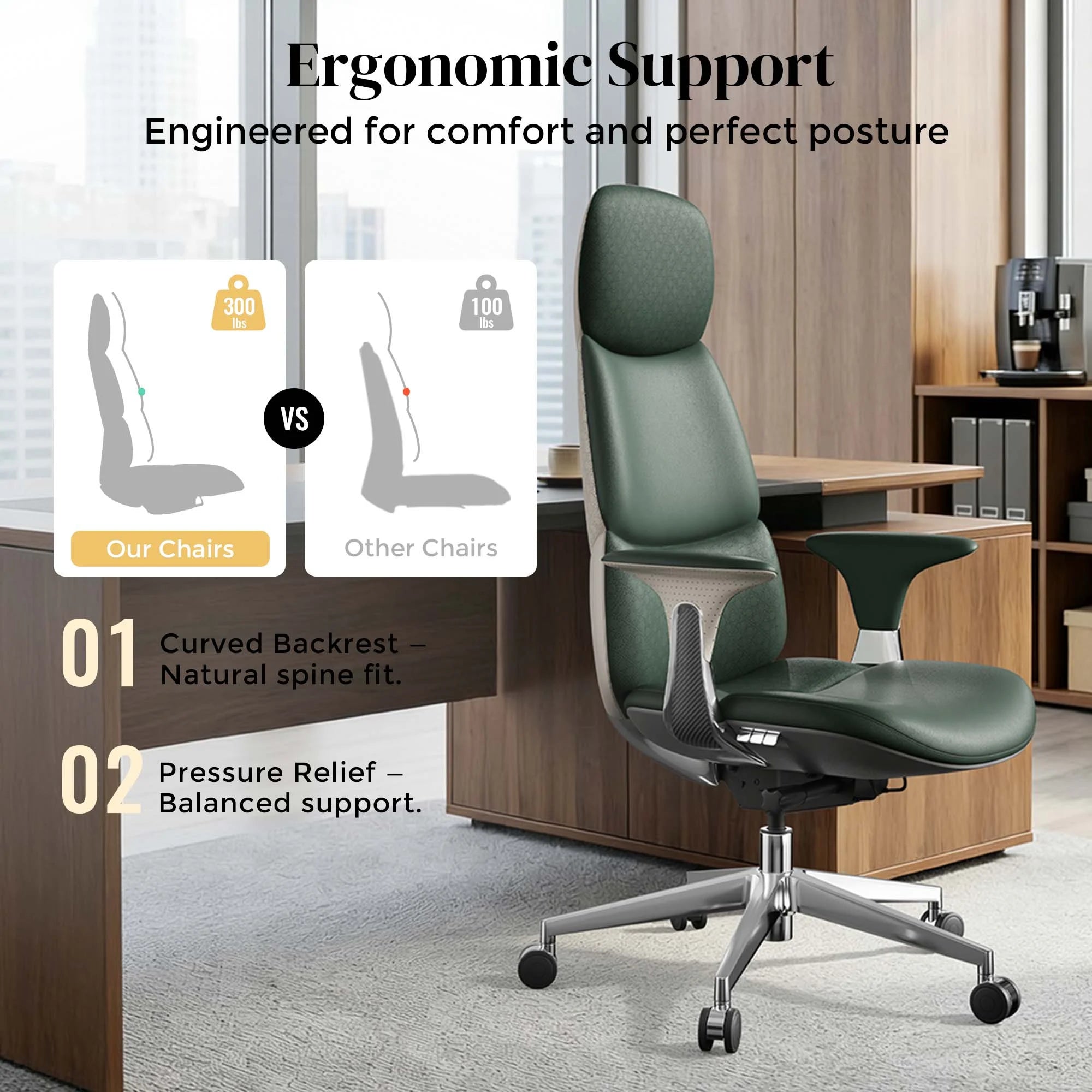 Nyla Leather Chair with Easy Adjustment