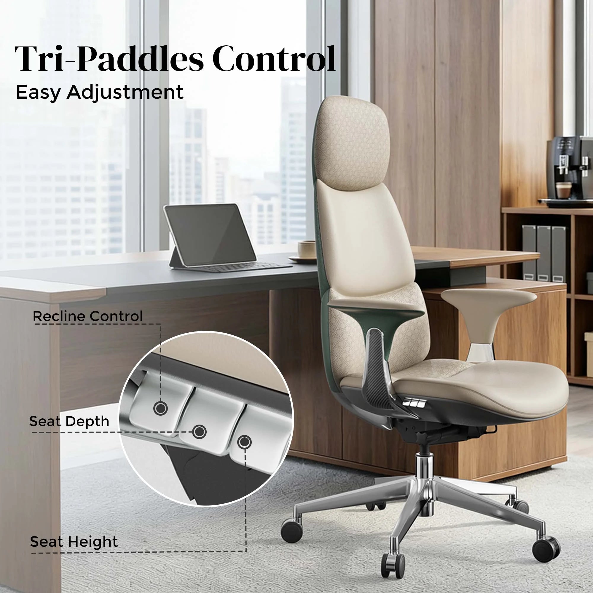 Nyla Leather Chair with Easy Adjustment