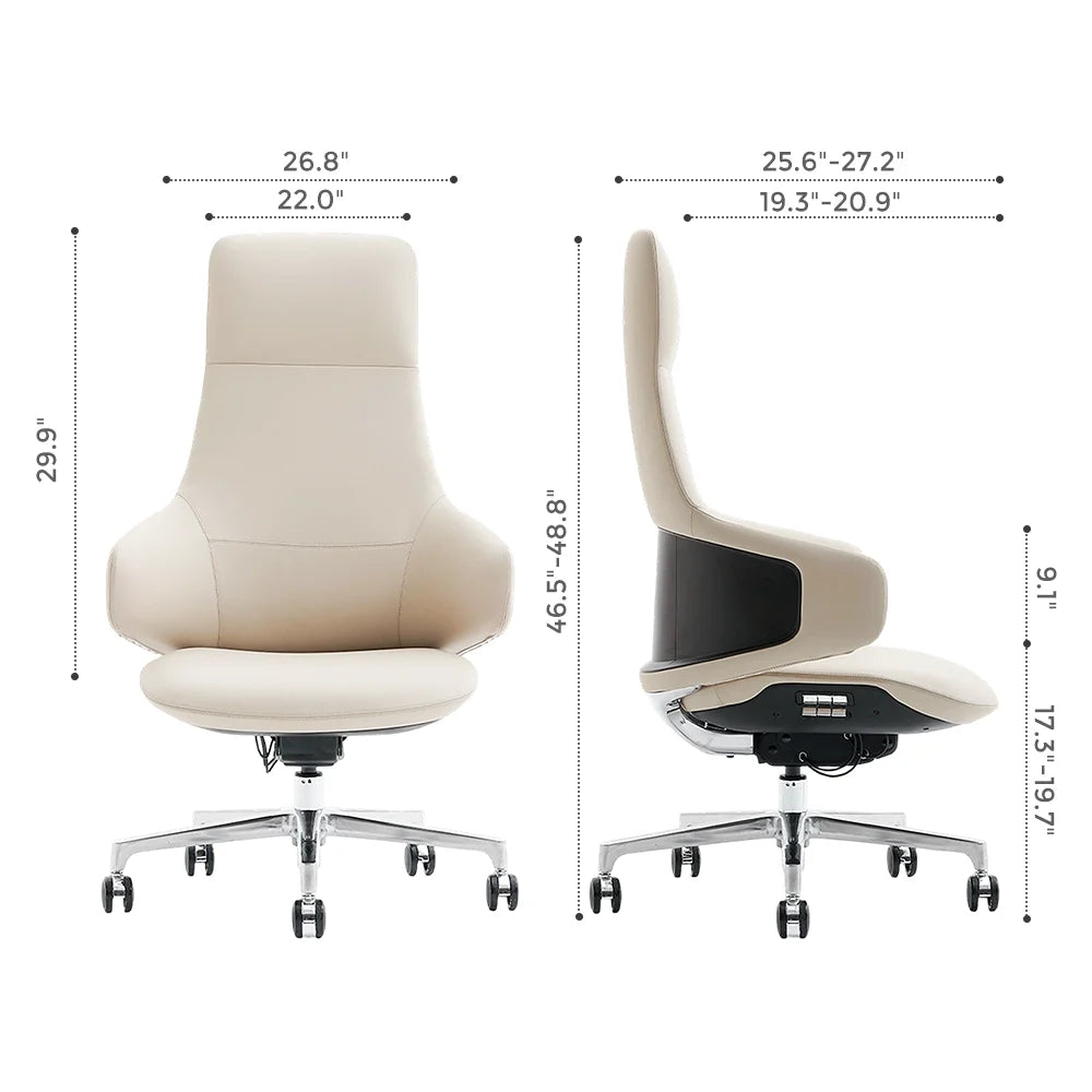 Natia Leather Office Chair with Wraparound Lumbar