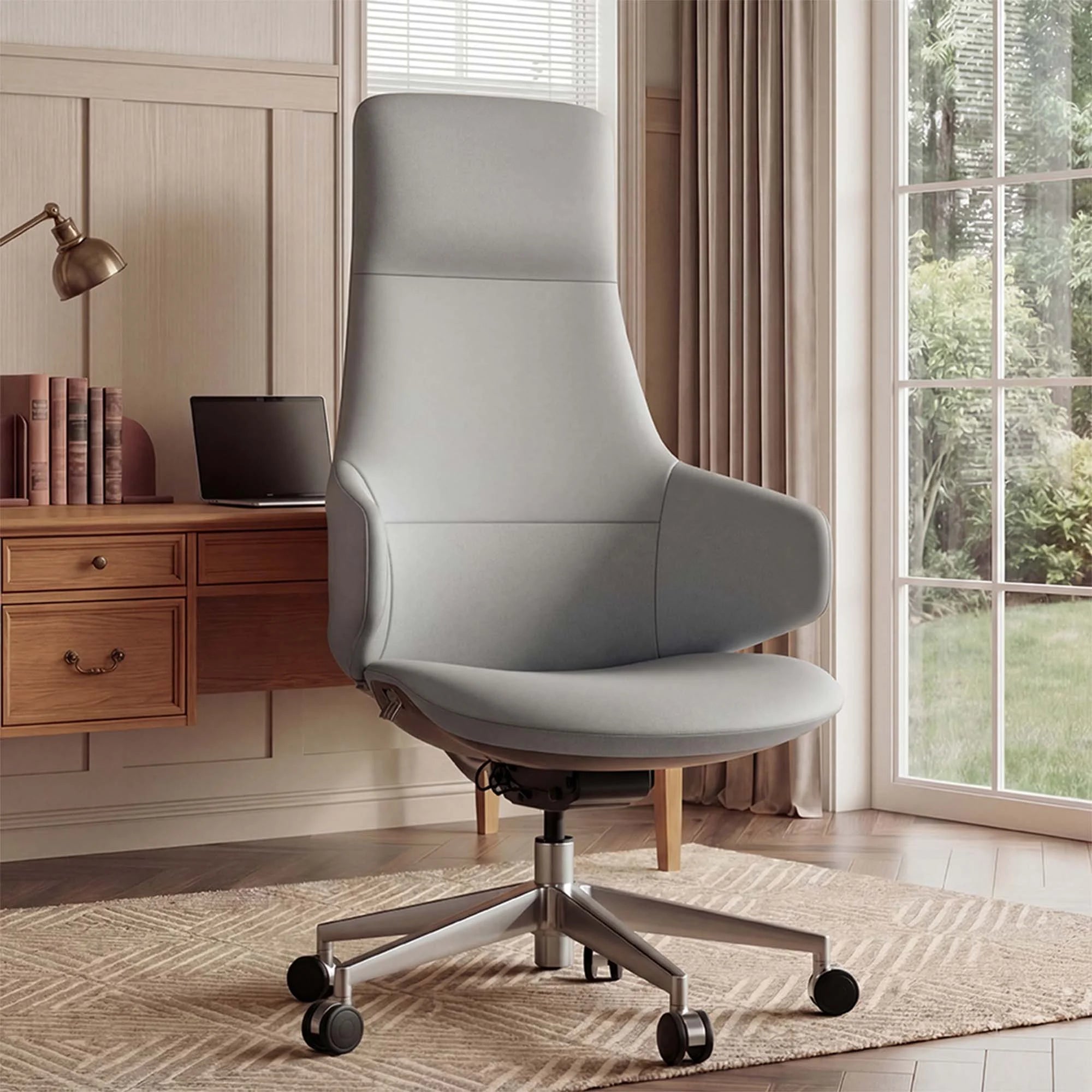 Natia Leather Office Chair with Wraparound Lumbar