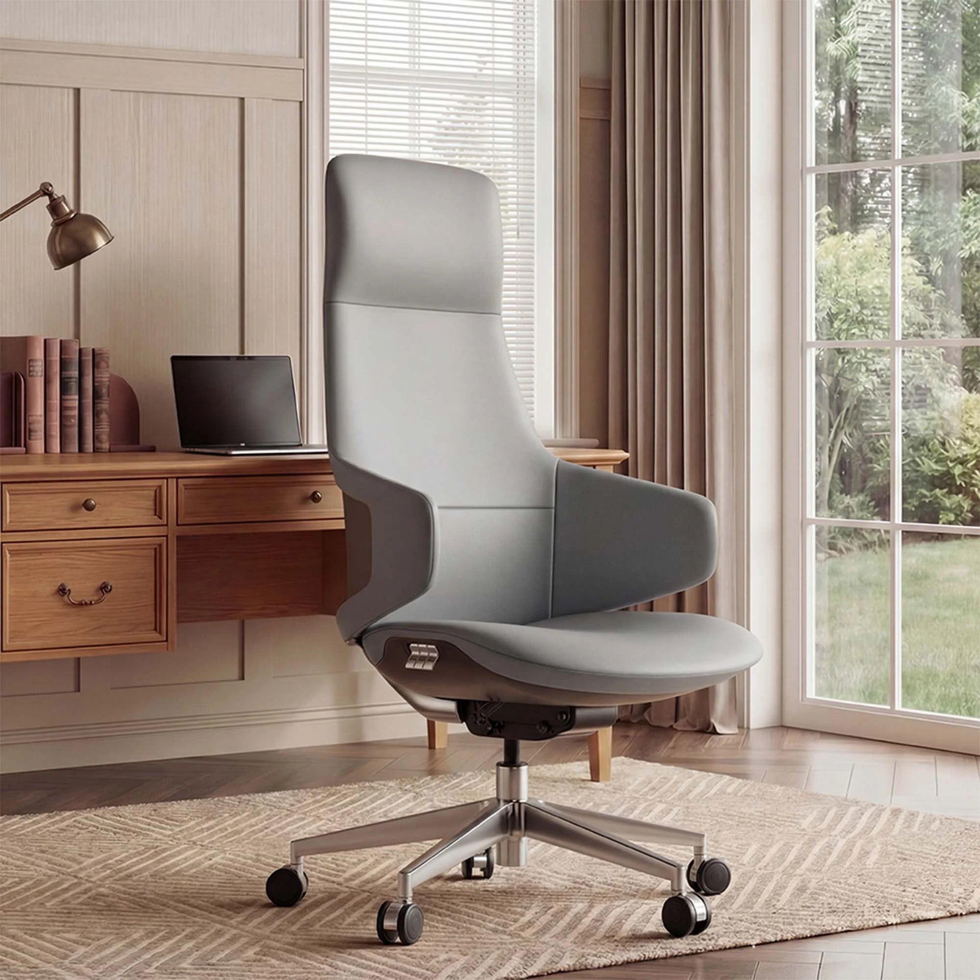 Natia Leather Office Chair with Wraparound Lumbar