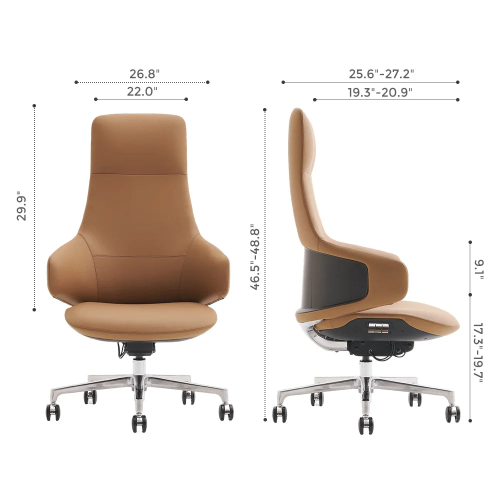 Natia Leather Office Chair with Wraparound Lumbar