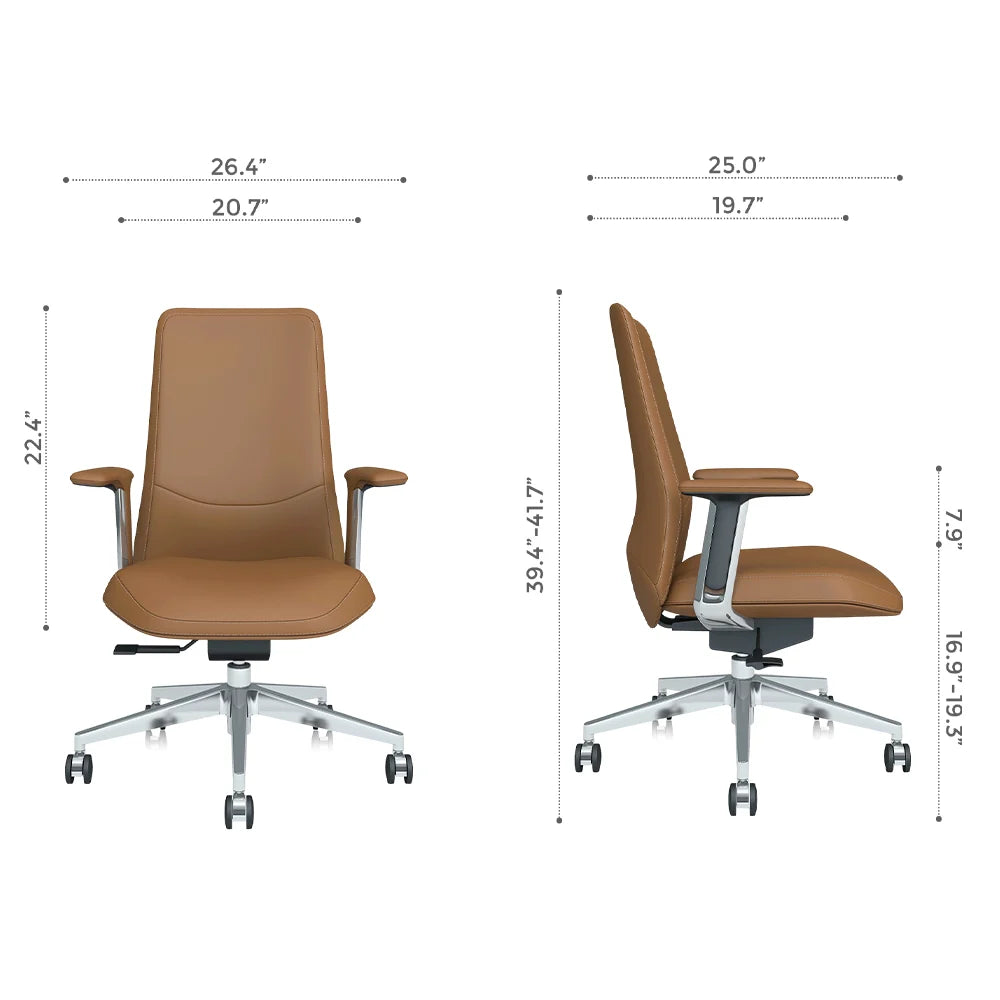 Neris Mid-Back Leather Office Chair with Best Value