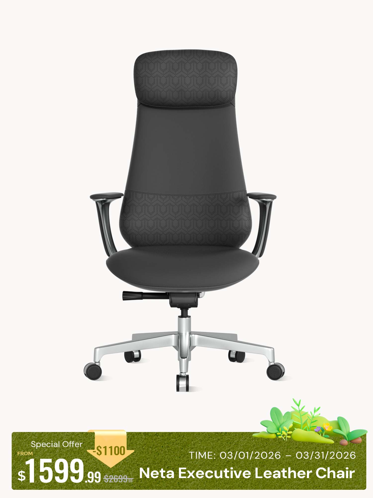 Neta Premium Leather Chair with Headrest