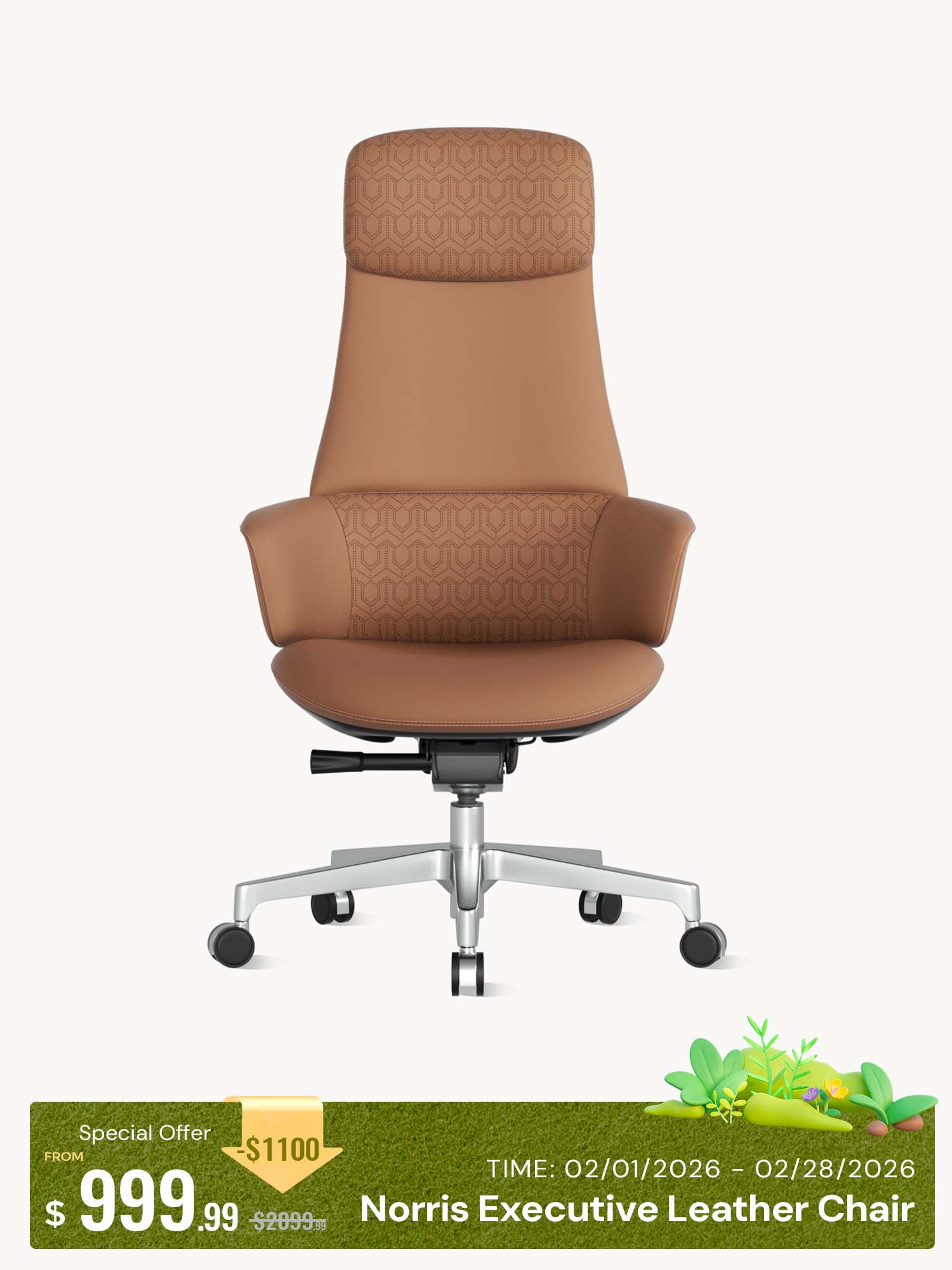 Norris Premium Leather Chair with Lumbar Support