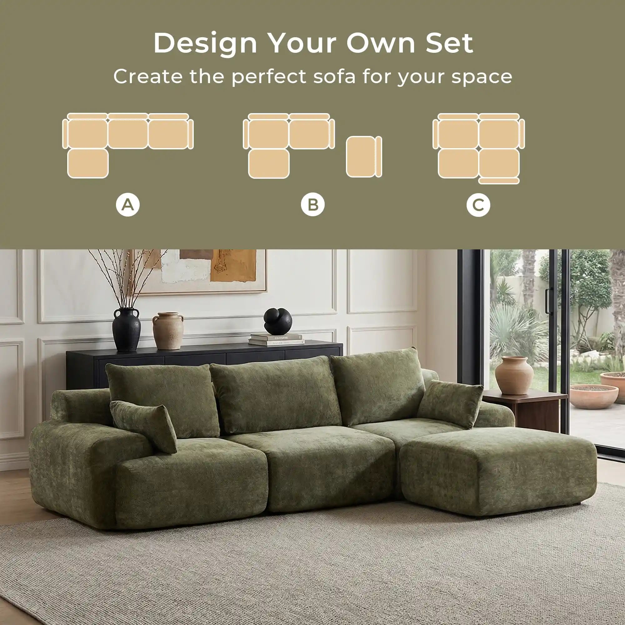 Zeus Modular Sectional Compressed Sofa