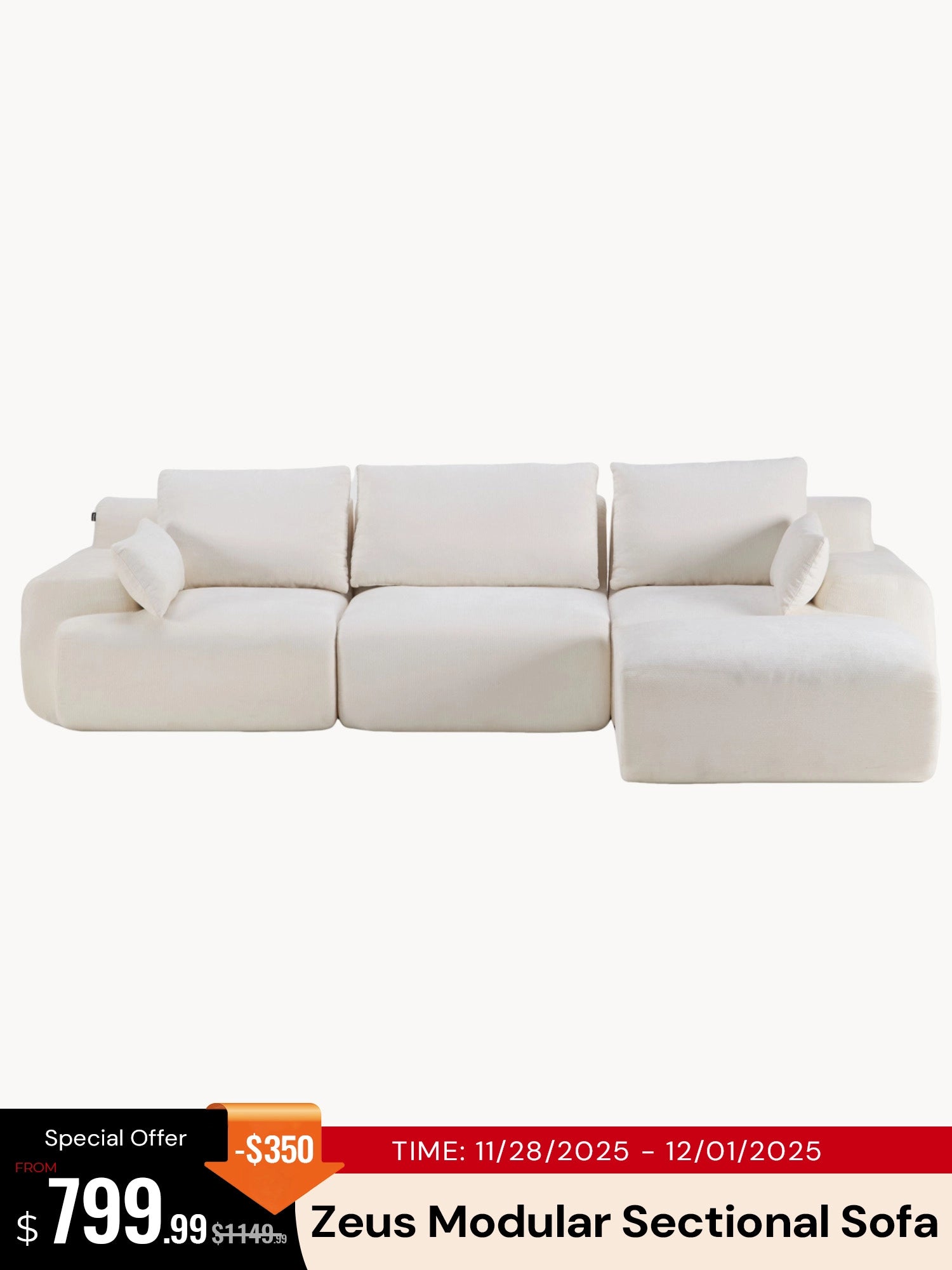Zeus Modular Sectional Compressed Sofa