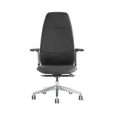 Nico leather office chair in dark gray with cushioned back, armrests, and casters