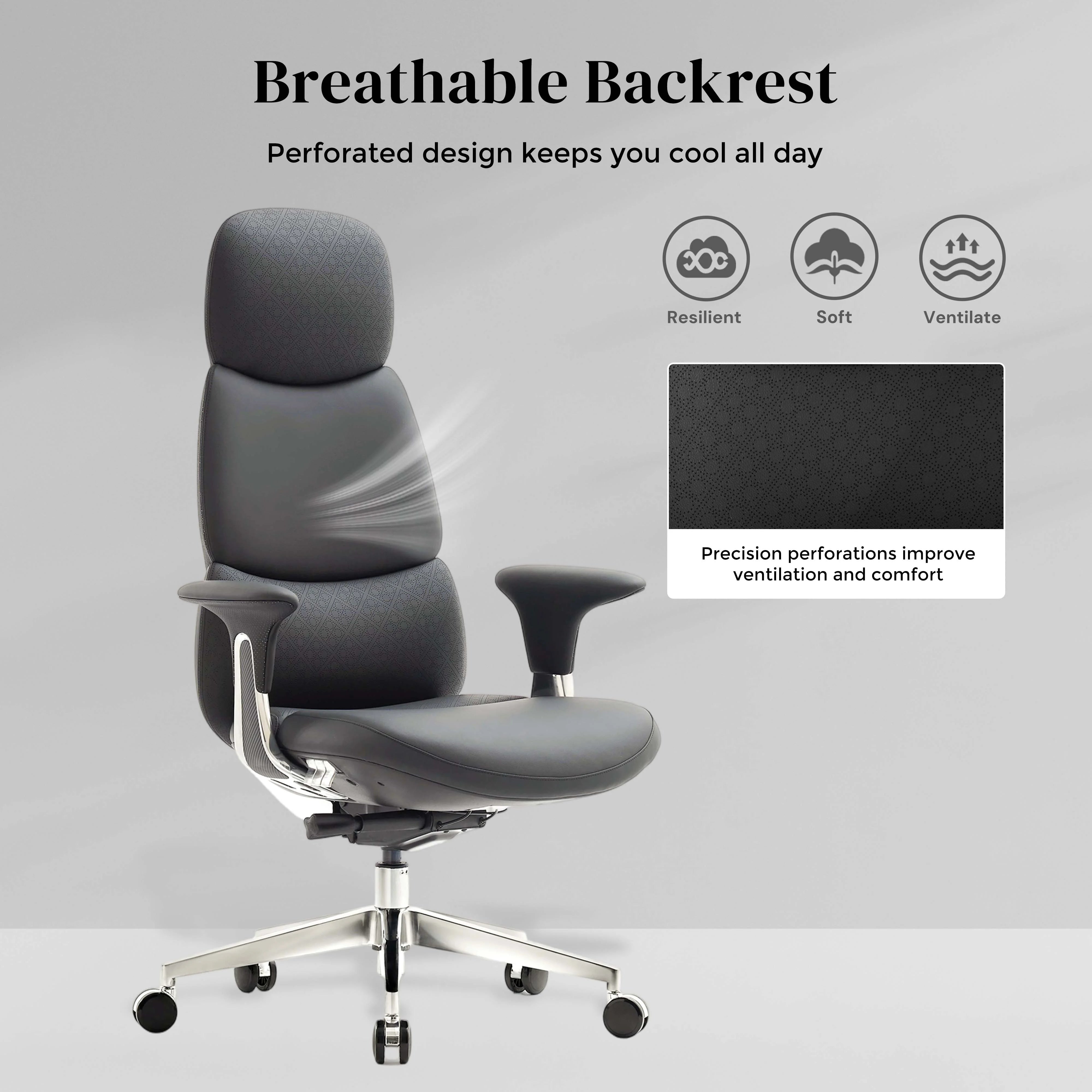 Nyla Leather Chair with Easy Adjustment