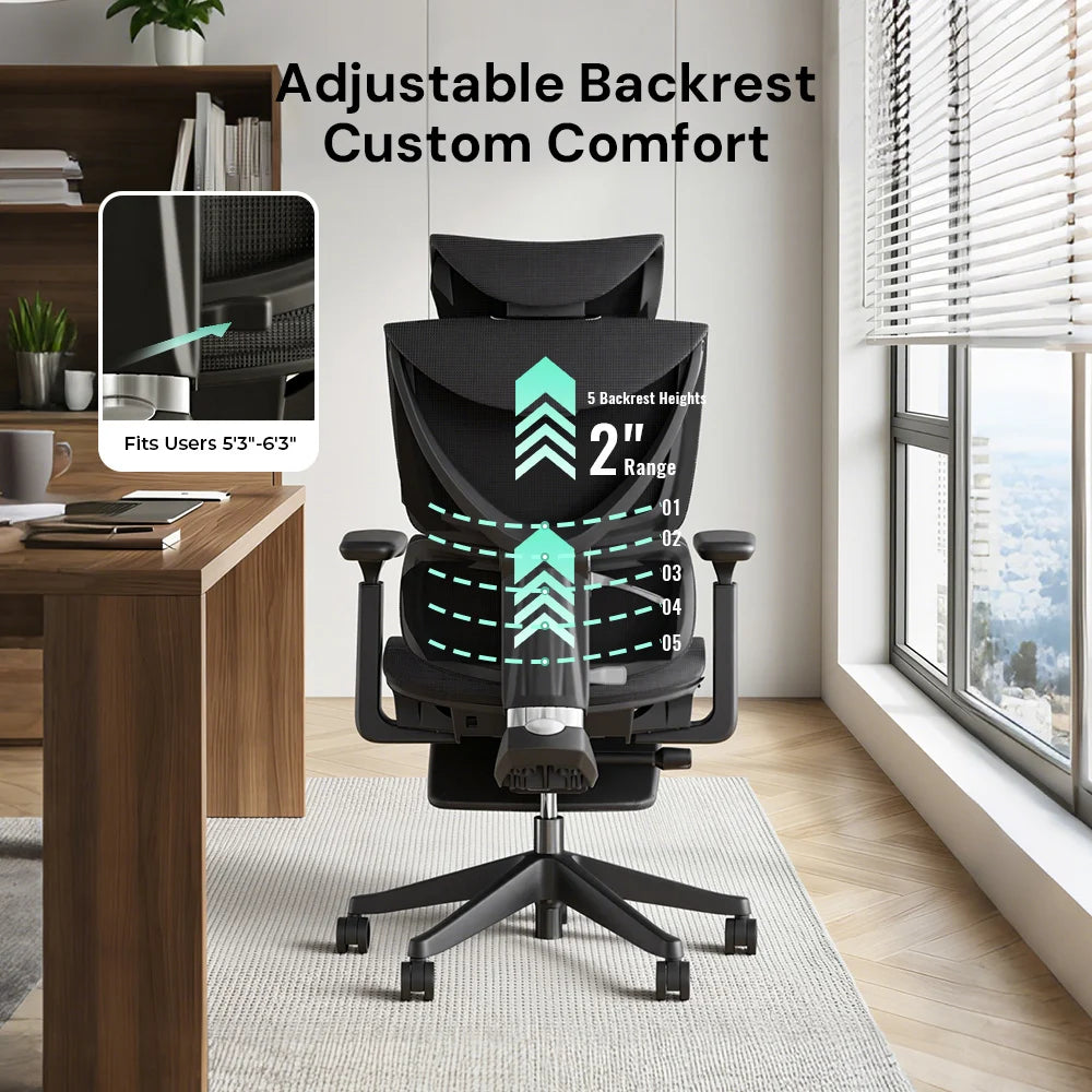Welax-S7 Ergonomic Office Chair with Three-Button Adjustment