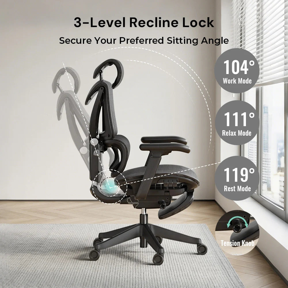 Welax-S7 Ergonomic Office Chair with Three-Button Adjustment