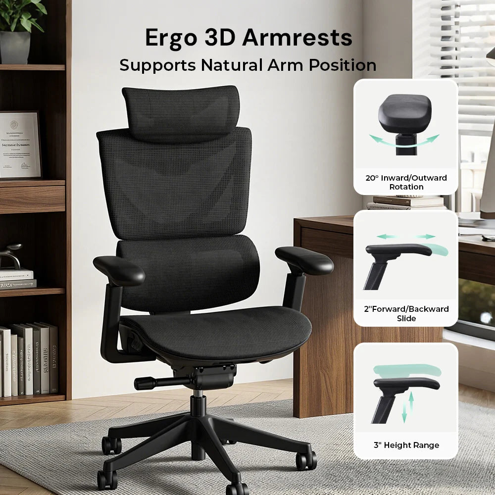 Welax-S7 Ergonomic Office Chair with Three-Button Adjustment