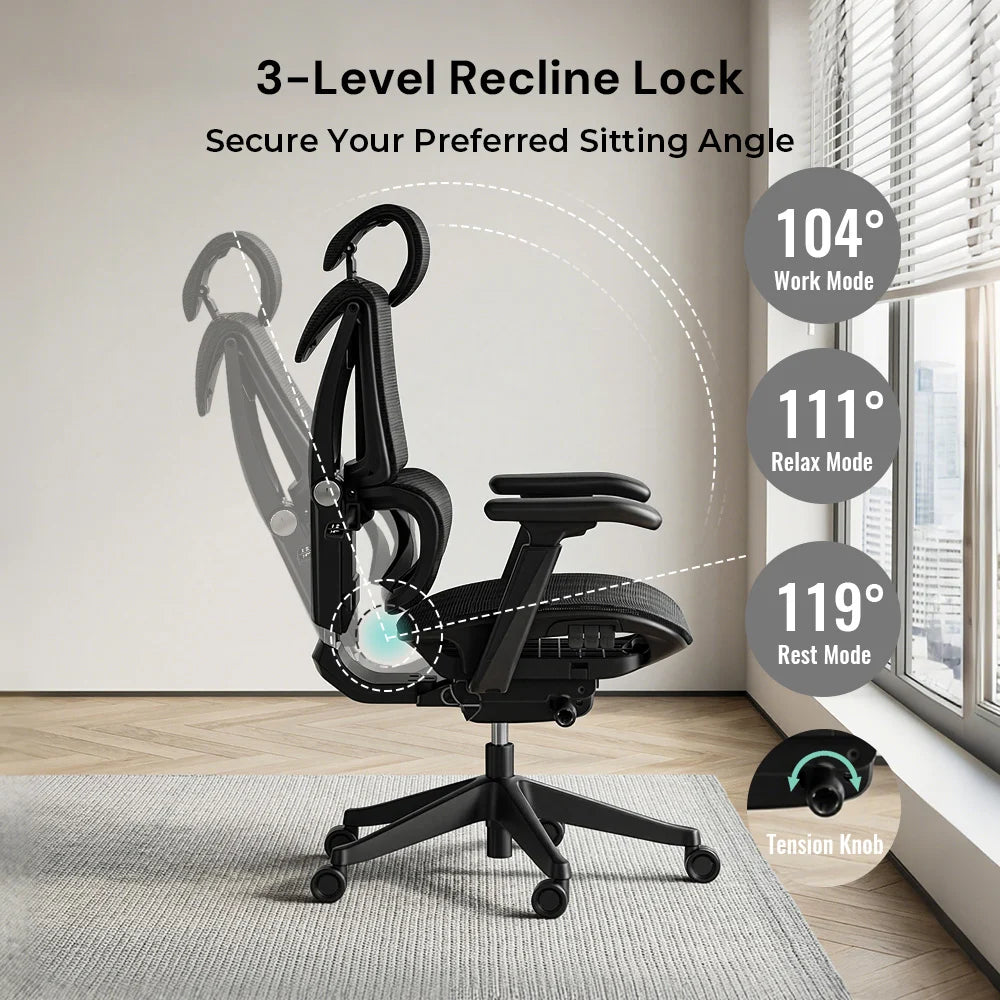 Welax-S7 Ergonomic Office Chair with Three-Button Adjustment