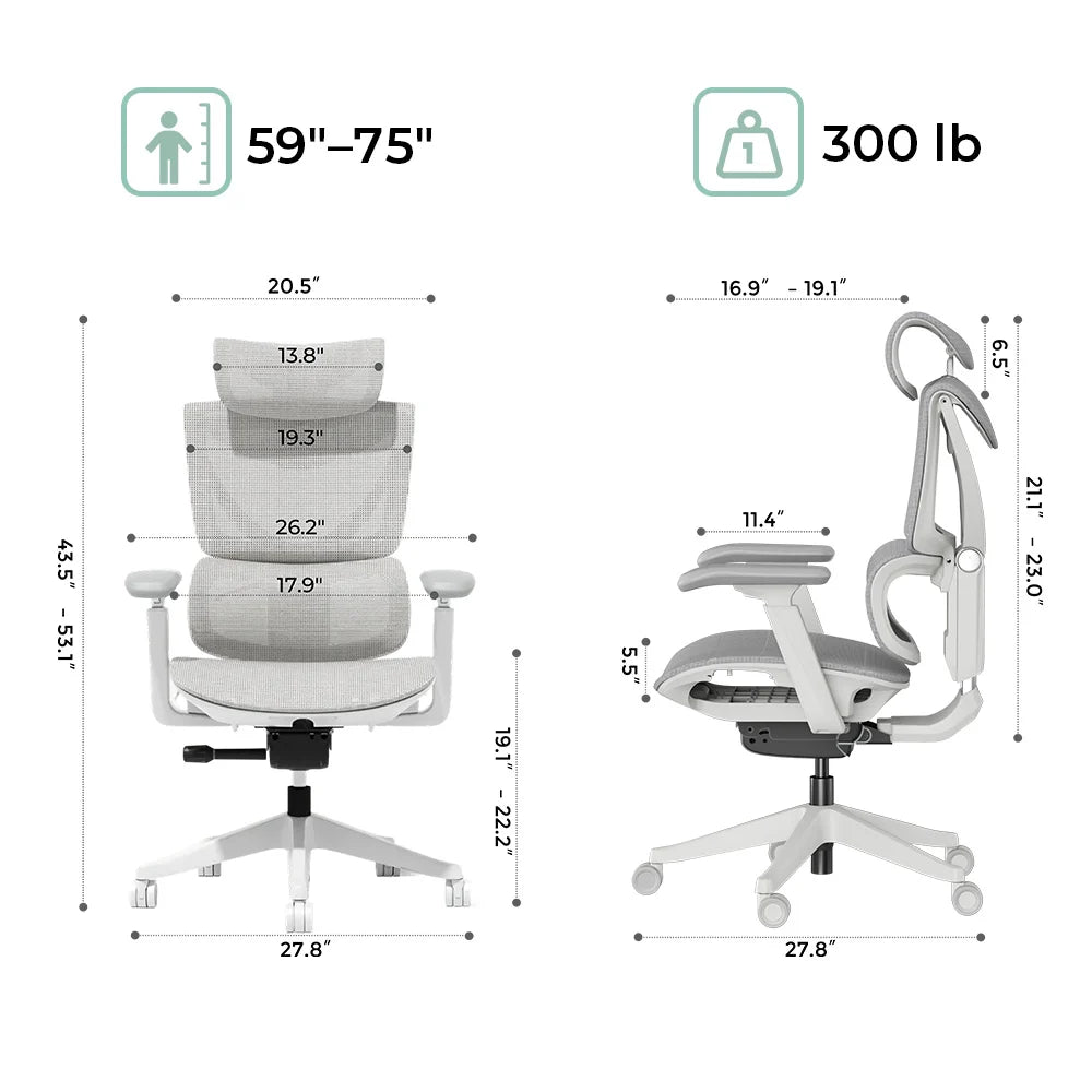 Welax-S7 Ergonomic Office Chair with Three-Button Adjustment