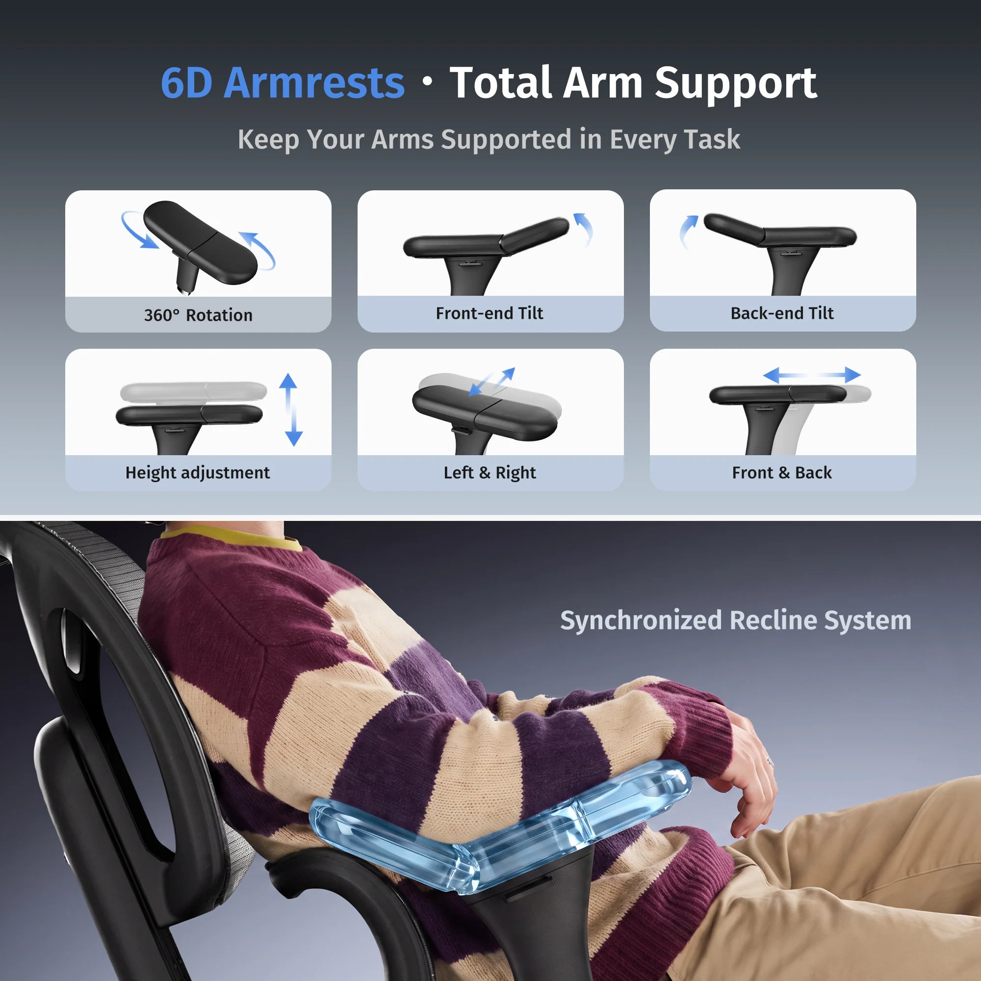Welax-S9 Pro Ergonomic Office Chair with One-Touch Adjustment