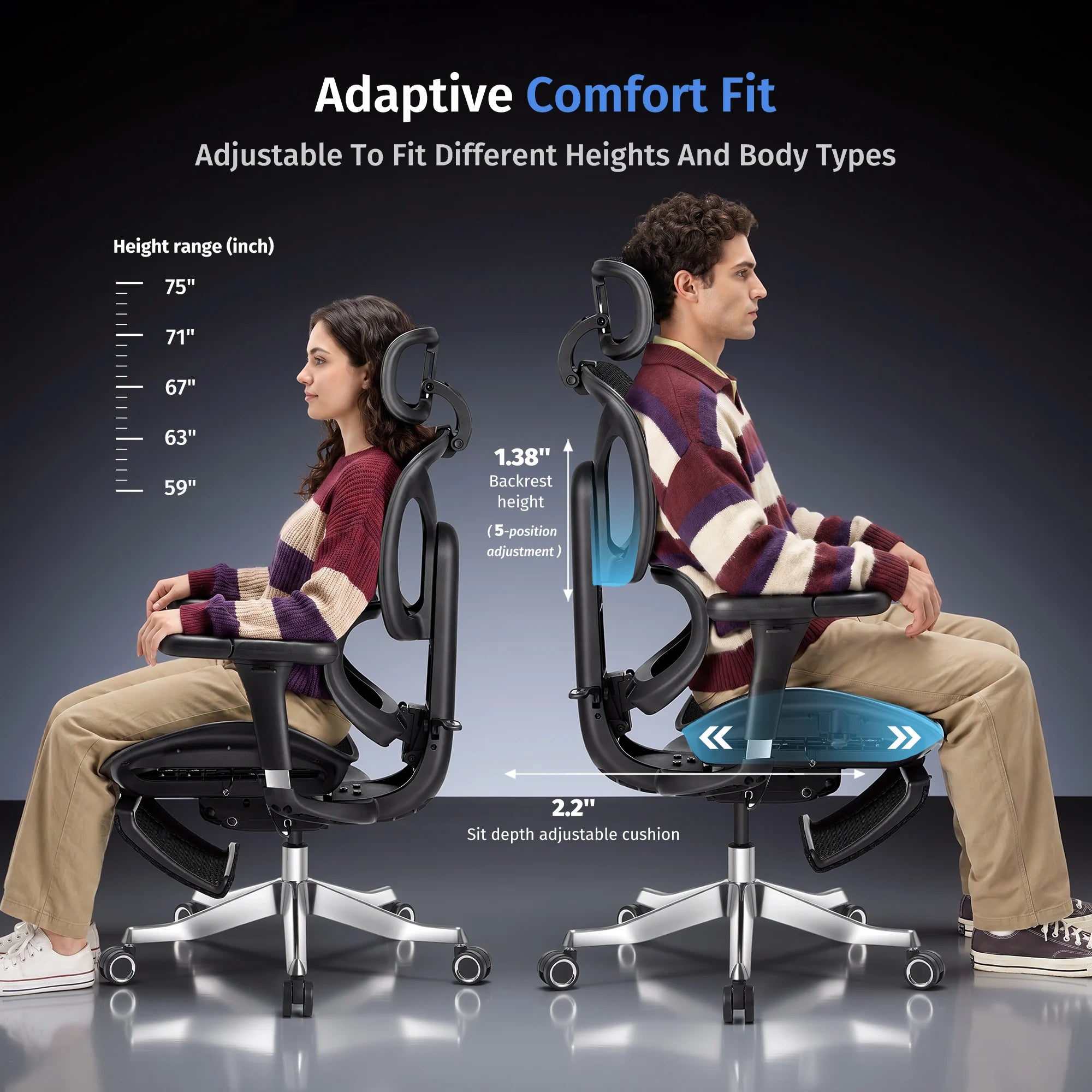 Welax-S9 Pro Ergonomic Office Chair with One-Touch Adjustment
