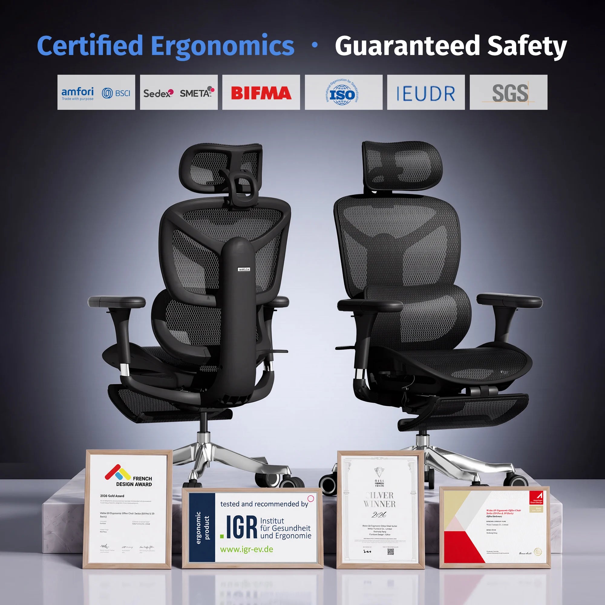 Welax-S9 Pro Ergonomic Office Chair with One-Touch Adjustment